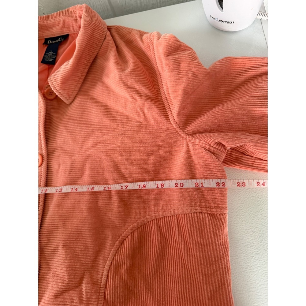 Denim & Co Coral Pink Corduroy Jacket Women's L Chore Coat Utility Farmcore - Picture 4 of 5